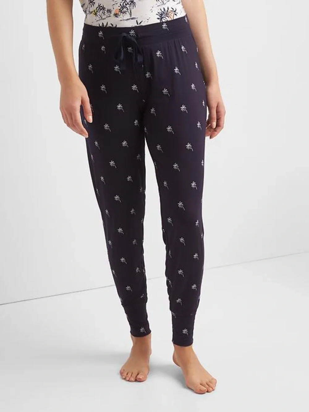 Gap Body Modal Palm Tree Jogger Lounge Pants Pajama Cool Navy Tropical Size S
